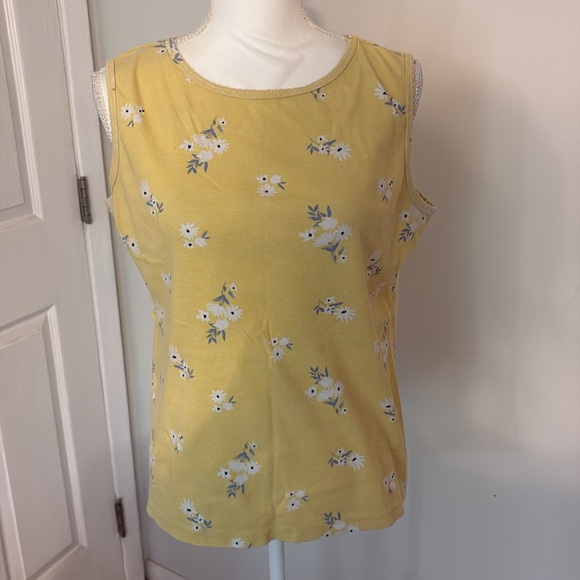 Croft & Barrow Yellow Floral Cotton Sleeveless Top Size L - Picture 2 of 5